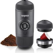 "Wacaco Nanopresso" nešiojamasis espreso aparatas su NS adapteriu, "Minipresso" patobulinta versija, kompaktiškas kelioninis kavos aparatas, 18 barų slėgis, valdomas rankiniu būdu, puikiai tinka stovyklavimui ir nuotykiams