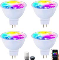 "Wixann MR16 GU5.3 LED Smart RGB" lemputė, 5 W, 12 V, 3000 K, švelniai šilta balta, GU5.3 Bi-Pin cokolio, 40 laipsnių taškinis apšvietimas, skirtas kraštovaizdžio šviestuvams, naudojamiems patalpose ir lauke (4 vnt.)