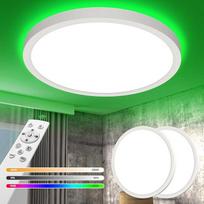 "YiLaie" 2 vnt. 24 W lubų šviestuvų pakuotė LED lubų šviestuvas su nuotolinio valdymo pulteliu RGB spalvų keitimas Apvalus lubų šviestuvas, skirtas gyvenamajam kambariui, miegamajam, lubų šviestuvas 3000 K 6500 K 2700 LM IP44, atsparus vandeniui Skersmuo