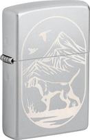 "Zippo" vėjui atsparus žiebtuvėlis - medžioklinis šuo, satino chromas, lazerinis graviravimas - pakartotinai užpildomas - daugkartinio naudojimo - vėjui atsparus dizainas - dovanų dėžutė - pagaminta JAV