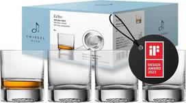 "Zwiesel Glas" stiklinės viskiui "Small Echo" (4 vnt.), modernios stiklinės viskiui, saugios plauti indaplovėje, pagamintos Vokietijoje (Prekės Nr. 123379)