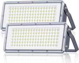 100 W LED lauko prožektorius - 2 vnt. 10000 LM itin ryškaus LED prožektoriaus lauke su transformatoriumi, 7000 K šaltai baltos spalvos lauko prožektorius, IP67 vandeniui atsparus lauko prožektorius garažams, stadionams, gamykloms