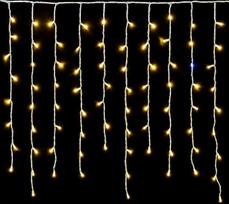 120 LED šviesos užuolaida 3M geltonos šviesos baltas kabelis IP65 Išplečiamas blykstės efektas su pakaitinio ilgio kabančiais laidais (30-70-40-60 cm), skirtas kaskadiniam efektui