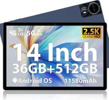 14 colių planšetinis kompiuteris, 2,5 tūkst. jutiklinis ekranas, 36GB RAM + 256GB ROM, 1 TB TF SIM kortelė, 4G LTE + 5G WiFi, aštuonių branduolių, 4 garsiakalbiai, 13 MP, 11580 mAh, GMS, GPS, pridedamas rašiklis, dėklas ir ausinės