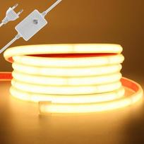 15 m LED juosta, vandeniui atspari IP65 šiltai balta reguliuojamo apšvietimo LED juosta, lipni 240 LED/m, itin ryški lanksti FCOB LED juosta (pjaunama kas 10 cm), prijungiama prie AC220-240 V COB juosta Kalėdoms