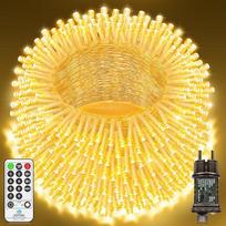 1800 LED pasakų žibintai lauke, 54 m pasakų žibintai lauko galia 8 režimai su nuotolinio valdymo laikmačiu Kalėdų apšvietimas lauke skaidrus kabelis, atsparus vandeniui, skirtas kiemui, sodui, šaliai, vestuvėms, namams (šiltai balta)