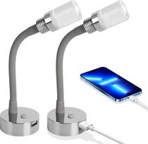 2 2 W skaitymo lempų pakuotė, DC12 V, namelis ant ratų, lankstus žąsies kaklelis, reguliuojamo ryškumo skaitymo lempa, montuojama ant sienos su 18 W USB greituoju įkrovikliu, LED skaitymo lempa valčiai, karavanui, furgonui, jachtai, 3200 K