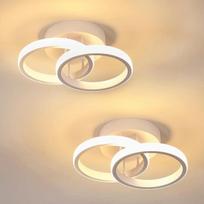 2 LED lubų šviestuvų pakuotė, 22 W 2475 LM modernaus dizaino LED lubų šviestuvas, baltos spalvos, apvalaus dizaino lubų apšvietimas miegamajam, svetainei, virtuvei, balkonui, skersmuo 25 cm, šiltai balta, 3000 K