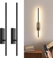 2 LED sieniniai šviestuvai su nuotolinio valdymo pulteliu, juodos spalvos, 60 cm, 18 W, 330° pasukimo kampu, 3000 K - 6000 K, su užtamsinimo ir laiko nustatymo funkcijomis, skirti svetainei, miegamajam, prieškambariui, virtuvei