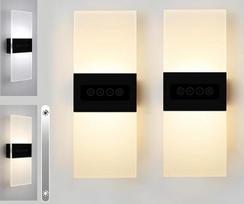 2 LED sieninių šviestuvų pakuotė Vidinis jutiklinis 27 cm akrilo sieninis šviestuvas su jungikliu Modernus sieninis apšvietimas laiptinėms Miegamasis Gyvenamasis kambarys