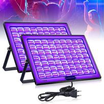 2 pakuočių 150 W UV juoda šviesa IP66 vandeniui atsparus juodos šviesos LED prožektorius, UV vakarėlių šviesa, juodos šviesos lempa, skirta švytėjimo vakarėliams, Helovino dekoracijoms, diskotekoms, scenos apšvietimui