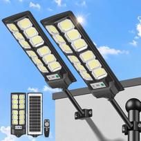 2 vnt. saulės šviesos žibintų su judesio jutikliu, 6500 K LED saulės žibintai, skirti naudoti lauke, atsparūs vandeniui, saulės žibintai, saulėlydis su nuotolinio valdymo pulteliu, saulės kelio šviesa kiemui, automobilių stovėjimo aikštelei, sodui