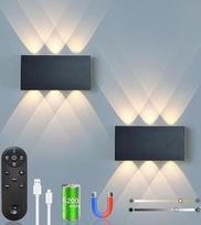 2 x akumuliatorinis sieninis šviestuvas su nuotolinio valdymo pulteliu Jutiklinio valdymo jungiklis LED magnetinė akumuliatorinė sieninė lempa 5200 mAh belaidis sieninis šviestuvas 3 ryškumo lygiai idealiai tinka palėpėje prieškambaryje miegamajame (juoda