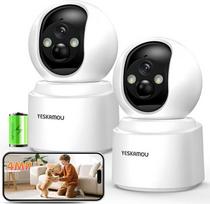 2.5K 4MP stebėjimo kamera patalpų viduje su baterija, 360° "WiFi" vidaus kamera su baterija, 2,4/5 GHz "WiFi", 360° vidaus kamera, spalvotas naktinis matymas, judesio aptikimas, dvipusis garsas, 2 vnt.