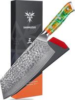 20 cm "Nakiri" peilis - virtuvinis peilis daržovių kirviu - japoniškas "Usuba" peilis - kaltas damasko plienas ir dervos rankena - YAO serijos damasko peilis