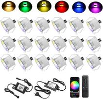 20 x "WiFi RGB" LED įleidžiami grindų žibintai, terasos apšvietimas, veikia su "Alexa", "Google Home", DC12 V, skersmuo 31 mm, IP67 atsparus vandeniui, LED įleidžiamas prožektorius, pilnas terasos komplektas
