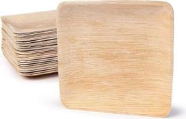 200 vienkartinių palmių lapų lėkščių, 15 x 15 cm, vienkartinės lėkštės, kompostuojamos, biologiškai skaidžios, be plastiko, ekologiški indai vestuvėms, vakarėliams, renginiams, griliui