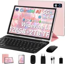 2026 Gemini AI Tablet 10 colių "Android" planšetinis kompiuteris, 128GB ROM + 2TB TF, aštuonių branduolių, 2.0GHz, 5G + 2.4G WiFi, BT 5.0, 8000mAh, Widevine L1.8+5MP, AGPS, 3-in-1 planšetinis kompiuteris su klaviatūra ir pele rožinio aukso spalvos