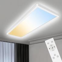 24 W LED lubų šviestuvas, plokščias, reguliuojamas, 2700 K - 6500 K Ultra panelinis lubų šviestuvas su nuotolinio valdymo pulteliu, IP54 lubų šviestuvai, reguliuojamas, skirtas svetainei, miegamajam, vonios kambariui, biurui, virtuvei, 60 x 20 x 2,7 cm, b