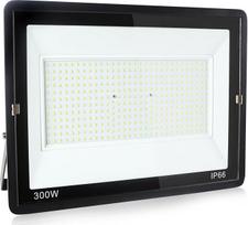 300 W LED prožektorius lauko viduje 32400 LM itin ryškus lauko apšvietimas, 6000 K baltos dienos šviesos, IP66 vandeniui atsparus LED lauko apšvietimas sodui, garažui, sporto aikštynui, 1 vnt.