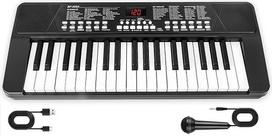 37 klavišų klaviatūros pianinas vaikams pradedantiesiems - 1200 mAh įkraunama baterija, elektroninis muzikos instrumentas su mikrofonu, gimtadienio ir Kalėdų dovana, juodas