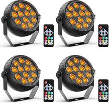 4 vnt. RGB Mini 12 LED Par baterijos prožektorius, 2200 mAh įkraunama scenos šviesa lauke su nuotolinio valdymo pulteliu, 4-6 valandų veikimo laikas Šalies šviesa barui, DJ diskotekoms, vestuvėms, Helovinui, Kalėdoms