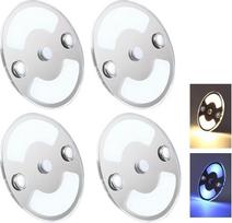 4 x 12 V LED lubų lemputė Caravan Boat Dimmable Panel Round Light 75 mm 235 lm Dvi spalvos (3000 K / mėlyna) Paviršinio montavimo šviesa, skirta priekaboms, jachtoms, automobilių interjero apšvietimui