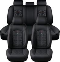 5 dalių automobilio sėdynių užvalkalai VW Amarok Bora Golf Plus SV Jetta Passat Polo Tiguan Universal Complete Set Black - PU odos sėdynių apsauga (pilnas komplektas)