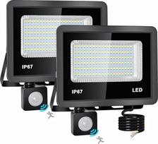 50 W LED prožektorius su judesio jutikliu lauke, 2 vnt., 5000 LM LED prožektorius, lauko prožektorius, 6500 K, vėsiai baltas LED prožektorius, lauko IP67 vandeniui atsparus lauko šviestuvas sodui, garažui