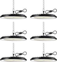 6 pakuotės 200 W UFO dirbtuvių lempa LED, 30000 LM 6000 K itin ryški dirbtuvių lubų lempa, IP65 vandeniui atspari dirbtuvių lempa, LED lempa dirbtuvėms, skirta salės apšvietimui, dirbtuvių apšvietimui, gamykloms