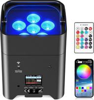 6 x 18 W LED akumuliatorinė lemputė, 6 in 1 RGBWA + UV diskotekų vakarėlių šviesa su 9600 mAh, scenos efekto žibintas su baterijos nuotolinio valdymo pultu/APP/DMX, įkraunama, tinka scenos vakarėliams, gimtadienio klubams
