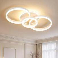 65 cm, 50 W, modernus 3 žiedų dizaino LED lubų šviestuvas svetainei, miegamajam, virtuvei, naktinė šviesa, su nuotolinio valdymo pulteliu, 65 cm, 50 W, atminties funkcija, baltas