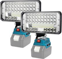 7 colių akumuliatoriaus lempa "Makita" 18 V 90 W belaidžio LED darbo šviesos akumuliatoriaus 7500LM nešiojamieji prožektoriai 2 ryškumo nustatymai statybvietės lempa su 2 USB įkrovikliais (2 pakuotės, be akumuliatoriaus)