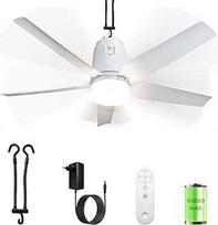 80 cm lubų ventiliatorius su apšvietimu lauke, 40000 mAh akumuliatoriaus baterija, didelis mobilus ventiliatorius su apšvietimu, 3000 K - 6000 K apšvietimas, nuotolinio valdymo pultas ir kablys, skirtas stovyklavietei, pavėsinei, terasai, palapinei, namel