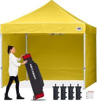 ABCCANOPY iššokanti pavėsinė "Pop-Up Gazebo Festival" apsauga nuo saulės su 4 šoninėmis plokštėmis, 3 x 3 m, komercinė serija, geltona