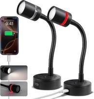 acegoo 2 x skaitymo lempa 12 V LED lempa, reguliuojamas 4000 K ir raudonas naktinis apšvietimas, įmontuotas C tipo įkroviklis, lankstus "Gooseneck", skirtas valtims, karavanams, kemperiams, jachtoms, interjero apšvietimui, tvirtinimui prie sienos (trumpas