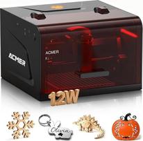ACMER K1 lazerinio graviravimo mašina 12000 mW, 1 klasės mažas uždaras saugus lazerinis pjaustytuvas, graviravimo paviršius 150 x 150 mm, 0,01 mm tikslumas Didelio tikslumo lazerinio graviravimo mašina "pasidaryk pats" medienai, metalui, odai ir kt.