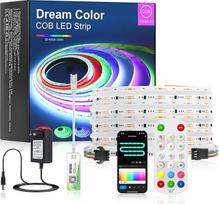 Adresuojamas LED juostelių šviesos rinkinys COB RGB SPI 5 m 24 V WS2811 IC Visi 10 cm valdomi App Bluetooth + RF nuotolinio valdymo pultas Didelio ryškumo CRI90 siauras 8 mm LED juostelės interjero apšvietimas TV virtuvė