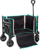 AKTIVE 62001 Sulankstomas paplūdimio vežimėlis su visureigių ratukais, vidine kišene ir šviesą atspindinčiomis juostomis, plieninis rėmas ir poliesterio audinys, maksimali apkrova 60 kg, matmenys 70 x 45 x 95 cm
