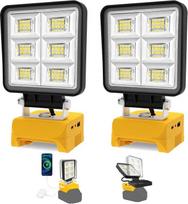 Akumuliatorinis žibintas "Dewalt", T-SUNUS LED statybinis prožektoriaus akumuliatorius 18 V, itin ryškus LED prožektorius su 2 ryškiais žibintais, USB ir C tipo jungtimi, skirtas statyboms, garažams, stovyklavimui, avarinėms situacijoms (be
