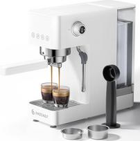 AMZCHEF Portafilter Machine 20 barų espreso aparatas su LED ekranu, pieno putotuvu ir nerūdijančio plieno garų lazdele, 1350 W greito kaitinimo, 1,5 l vandens rezervuaras, skirtas espreso cappuccino latte, baltos spalvos