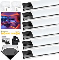 Angdarun LED profilis, LED aliuminio profilis 6 x 1 m V formos aliuminio profilis, skirtas LED juostelėms / juostelėms / juostelėms / juostų galiniams dangteliams (1M-6V32-HB)