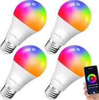 ANTELA Alexa Lamp WLAN lemputė E27, 9 W LED RGB lemputė, šilta balta (2700 K) šalta balta (6500 K), suderinama su "Alexa", "Google Home", 4 vnt.
