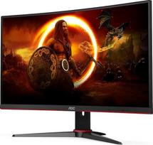 AOC Gaming C27G2E 27 colių "Full HD" lenktas monitorius, 165 Hz, 1 ms GtG, "FreeSync Premium" (1920 x 1080, VGA, HDMI, "DisplayPort"), juodas/raudonas