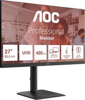 AOC U27E4CV 27 colių UHD monitorius 60 Hz IPS skydelis 4 ms GtG adaptyvioji sinchronizacija HDR Paruošta aukščio reguliavimui Garsiakalbis (3840 x 2160 HDMI 2 x 2.0 DP 1 x 1.4 USB šakotuvas) Juodas