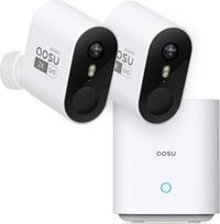 AOSU 2K stebėjimo kamera Lauko baterija 240 dienų 2 rinkinys + Aosubase 32GB vietinė saugykla be prenumeratos Belaidė stebėjimo kamera Lauko asmens judesio jutiklis Šviesos ir garso signalas 2 krypčių garsas Spalvotas naktinis matymas
