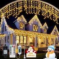 Atnaujinami "Icicle Fairy Lights", 3-in-1 25 + 5 m 800 LED kalėdinių pasakų žibintai su 8 režimais, laikmatis, atminties funkcija, kalėdinis apšvietimas, šviesos užuolaida patalpoms, lauke, Kalėdoms, šiltai balta