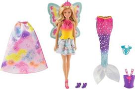 Barbie Dreamtopia FJD08 3-in-1 fantazijos lėlė, fėjų undinių ir princesių lėlių dovanų rinkinys su priedais, mergaičių žaislas nuo 3 metų, vienguba, 0