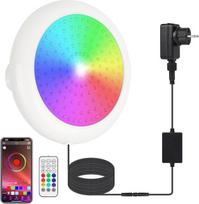 Baseino apšvietimas LED, 24 W magnetinis antžeminis baseino apšvietimas, skirtas baseino karkaso baseinui su plieno siena, išmanusis LED šviesos muzikos sinchronizavimas / laiko nustatymas, IP68, su 7 m kabeliu
