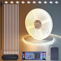 BENLUN 24 V CCT COB LED juosta virtuvės apšvietimui 10 m, pjaunama lipni 3000 K 4000 K 6000 K balta LED juosta CRI 93 su reguliatoriumi ir maitinimo šaltiniu, skirta spintai, akustinėms plokštėms, virtuvei, žaidimams